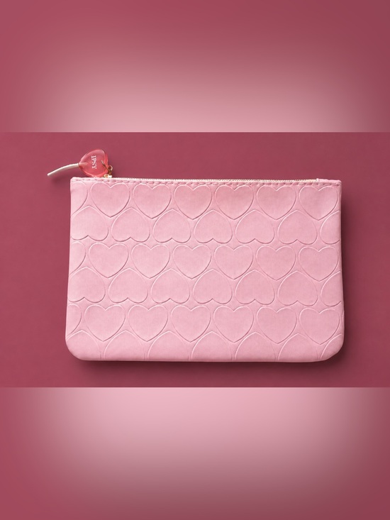 ipsy Handbags - IPSY Pink Heart Embossed Makeup Bag / Cosmetic Pouch